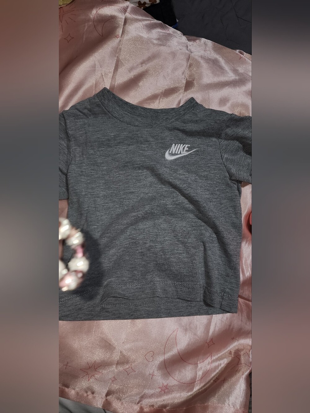 Nike Grey Youth Tee with Shorts White Swoosh Print